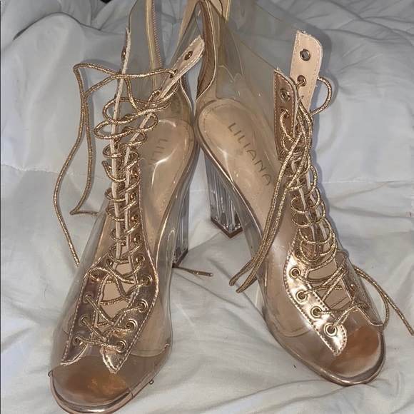 Trendy Transparent Bootie Heels - Picture 2 of 4